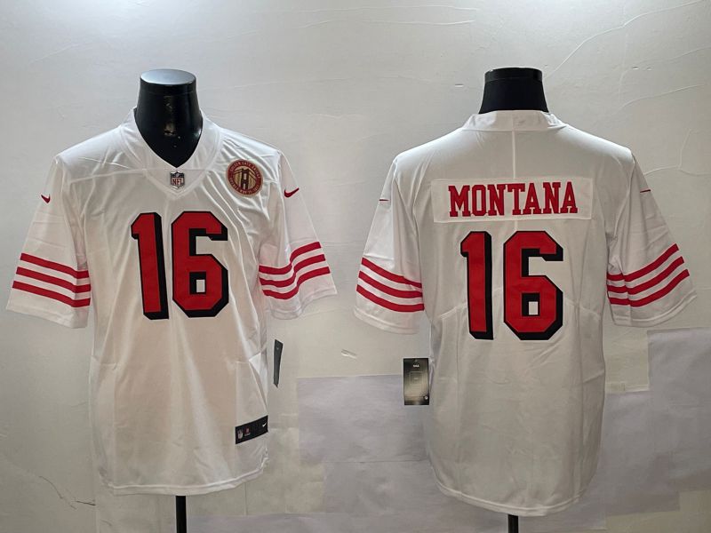 Men San Francisco 49ers 16 Montana White Throwback 2024 Nike Limited NFL Jersey style 01044